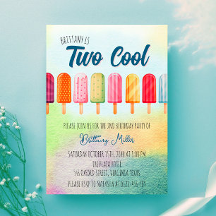 Invitation Deux Cool Cute Popsicles Deuxième Anniversaire