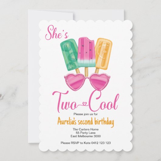 Invitation Deux Cool mignonnes Popsicle premier anniversaire (Devant)