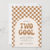 Invitation Deux Cool Mustard Retro Checker 2e anniversaire (Devant)