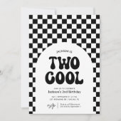 Invitation Deux Cool, noir et blanc Checker 2e anniversaire (Devant)