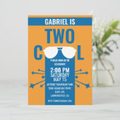 Invitation Deux Cool Orange Bleu Deuxième Anniversaire (Debout devant)