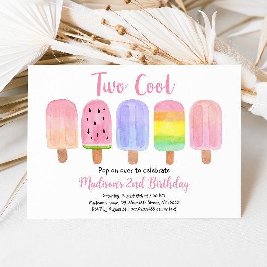 Invitation Deux Cool Pink Popsicday