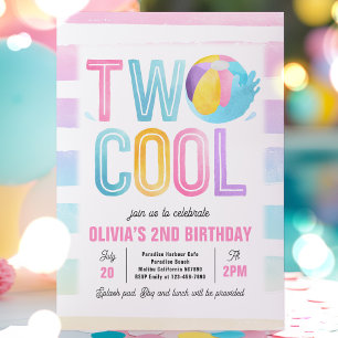 Invitation Deux Cool Pool Party Beach 2e fête d'anniversaire
