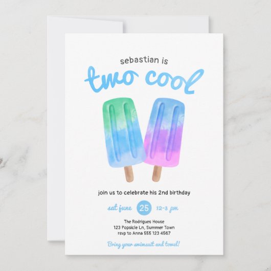 Invitation Deux Cool Popsicle fête d'été anniversaire (Devant)