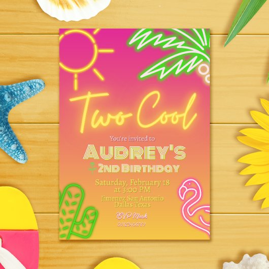 Invitation Deux Cool pour une Fête au Bord de la P