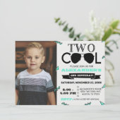 Invitation Deux Cool Retro Deuxième photo d'anniversaire (Debout devant)