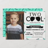 Invitation Deux Cool Retro Deuxième photo d'anniversaire (Devant / Derrière)