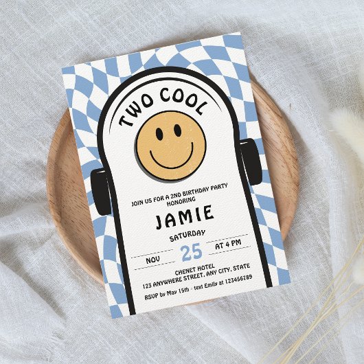 Invitation Deux Cool Retro Skateboard 2e anniversaire