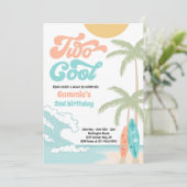 Invitation Deux Cool Retro Surfboard Beach 2e fête d'annivers (Debout devant)