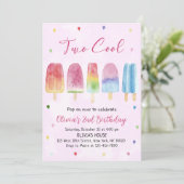 Invitation Deux Cool Rose Popsicle Fille Anniversaire (Debout devant)