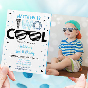 Invitation Deux Cool Sunglass Boy Deuxième anniversaire