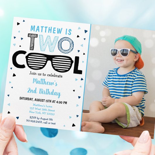 Invitation Deux Cool Sunglass Boy Deuxième anniversaire