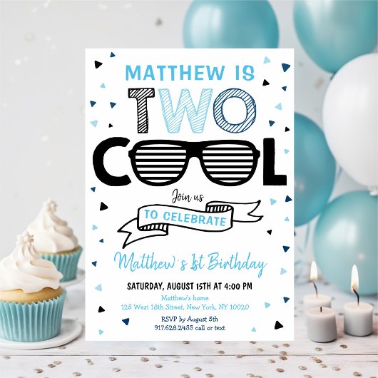 Invitation Deux Cool Sunglass Boy Deuxième anniversaire