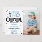 Invitation Deux Cool Sunglass Boy Deuxième anniversaire (Devant)