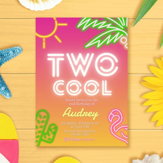 Invitation Deux Cool Tropical Pink Pool Party
