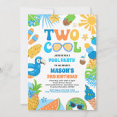 Invitation Deux Cool Tropical Summer Beach 2e fête d'annivers (Devant)