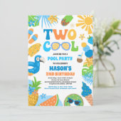Invitation Deux Cool Tropical Summer Beach 2e fête d'annivers (Debout devant)