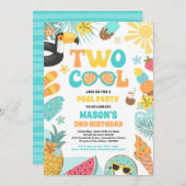 Invitation Deux Cool Tropical Summer Beach 2e fête d'annivers (Devant / Derrière)