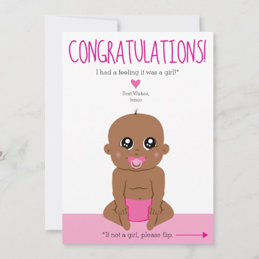 Invitation Deux côtés Baby Genre Révéler Ethnic Félicats Card (Dos)