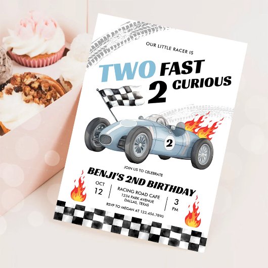 Invitation Deux course rapide voiture course 2e anniversaire 