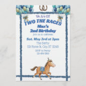 Invitation Deux Courses, Cheval Bleu 2ème Anniversaire (Devant)