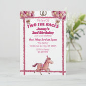 Invitation Deux courses, Cheval rose 2ème anniversaire (Debout devant)