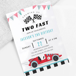 Invitation Deux courses de voiture rapides 2e anniversaire