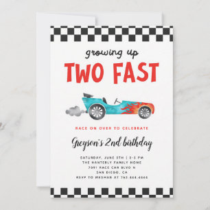 Invitation Deux courses de voiture rapides pour le 2e anniver