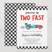 Invitation Deux courses de voiture rapides pour le 2e anniver (Devant / Derrière)