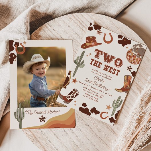 Invitation Deux cowboy Ouest 2e photo fête d'anniversaire
