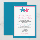 Invitation Deux crapets d'étoiles de mer et Mariage rose (Devant / Derrière)