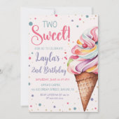 Invitation Deux crème glacée douce 2e anniversaire (Devant)