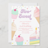 Invitation Deux crème glacée douce et gâteau 2e anniversaire (Devant)