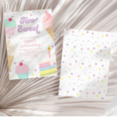Invitation Deux crème glacée douce et gâteau 2e anniversaire