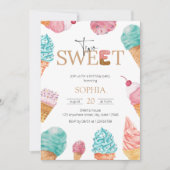 Invitation Deux crème glacée douce première fête d'anniversai (Devant)