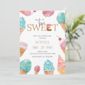 Invitation Deux crème glacée douce première fête d'anniversai (Debout devant)