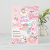 Invitation Deux Daisy Groovy Halloween Effrayant 2ème Anniver (Debout devant)