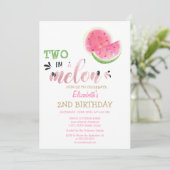 Invitation Deux Dans Des Pastèques Melon 2ème Anniversaire (Debout devant)