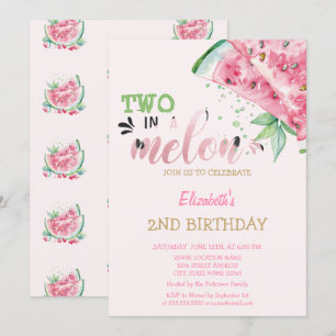 Invitation Deux Dans Des Pastèques Pastèque Rose 2ème Anniver