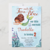 Invitation Deux dans le bleu Brown sirène filles 2e anniversa (Devant)