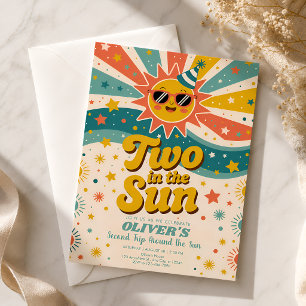 Invitation Deux dans le soleil Deuxième anniversaire Sunshine