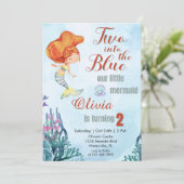 Invitation Deux dans les filles de sirène bleue 2e anniversai (Debout devant)