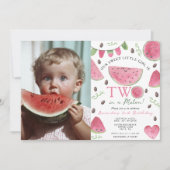Invitation Deux dans un Melon Cute Watermelon Girl 2e anniver (Devant)
