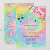 Invitation Deux Dans Un Melon Pastèque Tie-Dye 2ème Anniversa (Devant / Derrière)