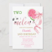 Invitation Deux dans un melon Pastèques Arc rose 2e anniversa (Devant)