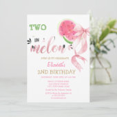 Invitation Deux dans un melon Pastèques Arc rose 2e anniversa (Debout devant)