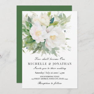 Invitation Deux Deviendront Un Élégant Mariage Floral Blanc