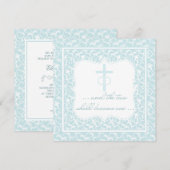 Invitation Deux Deviendront Un Mariage Chrétien Aqua Blue (Devant / Derrière)