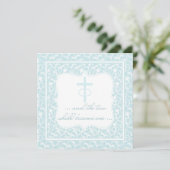 Invitation Deux Deviendront Un Mariage Chrétien Aqua Blue (Debout devant)