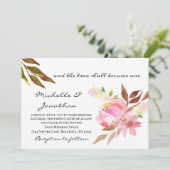 Invitation Deux Deviendront Un Mariage Chrétien Floral Rose (Debout devant)